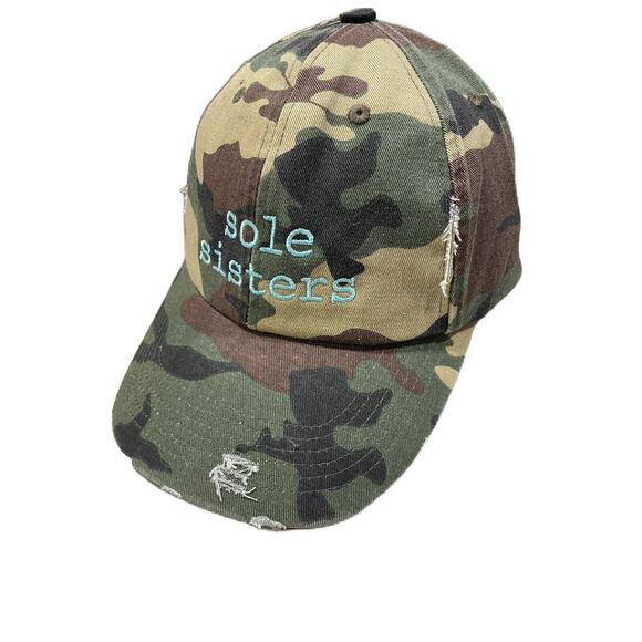 Camouflage District Baseball Cap Distressed DT600-Soul Sisters, Adjustable Hat - Picture 2 of 7